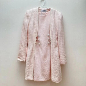 Vintage - 1997 Pink Pearl Tweed Blazer and Dress Coord Set Made in New York